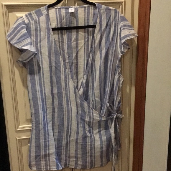 Old Navy Tops - Old Navy Wrap top-blue/white striped